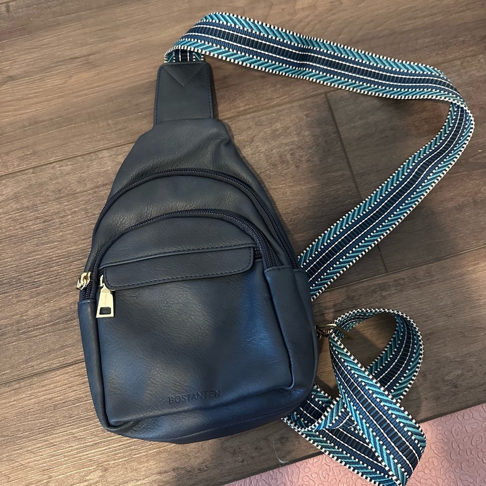 Black Leather Sling Bag